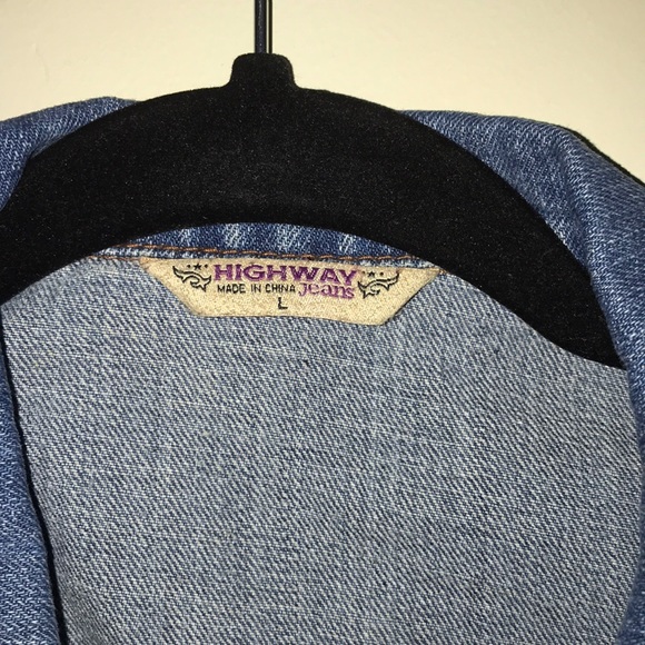 Jean Jacket Distressed with Jewels Large - Picture 2 of 6